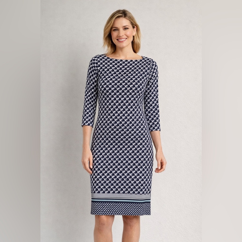 Ann Taylor Loft Factory Petite Blue and White Dress